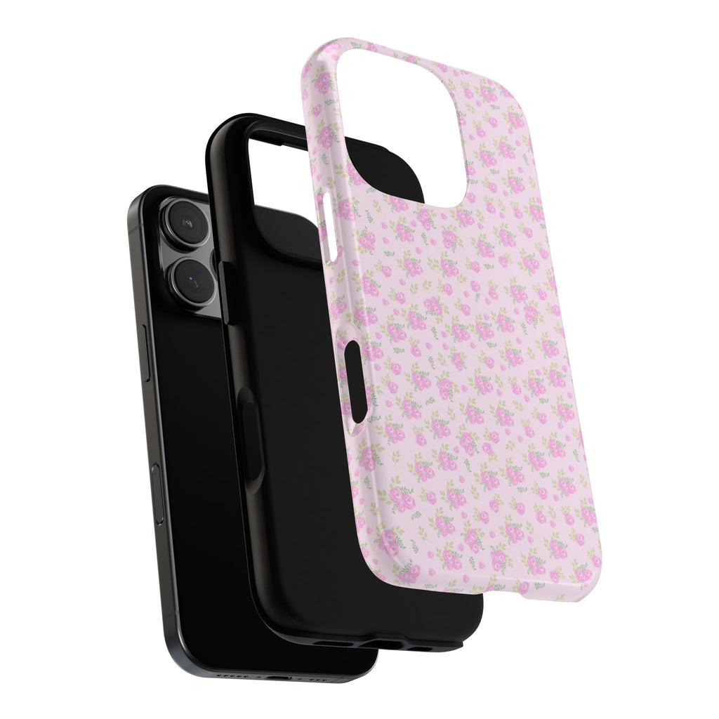 Pink Floral Tough Phone Case — Cute Pastel Protective Cover