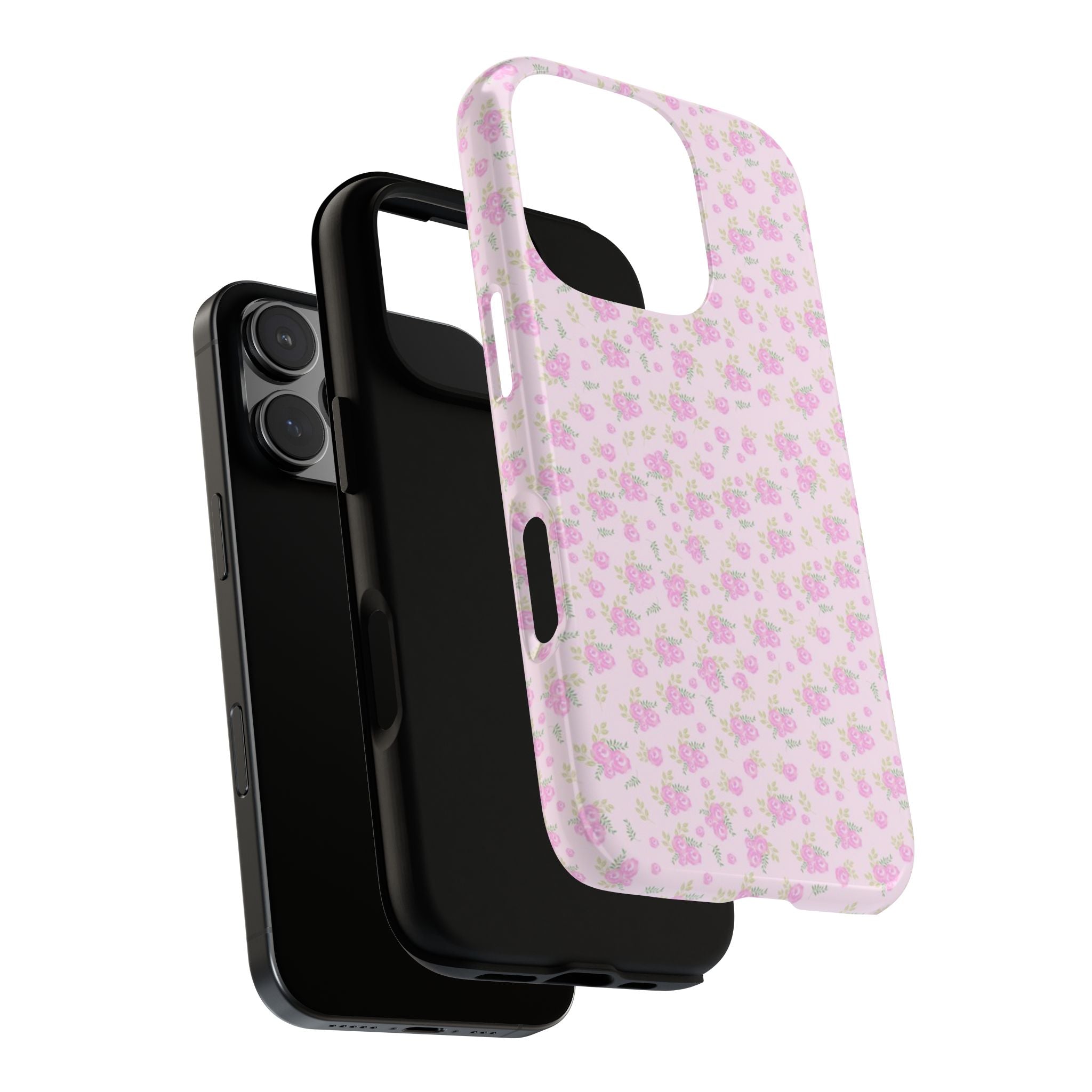 Pink Floral Tough Phone Case — Cute Pastel Protective Cover