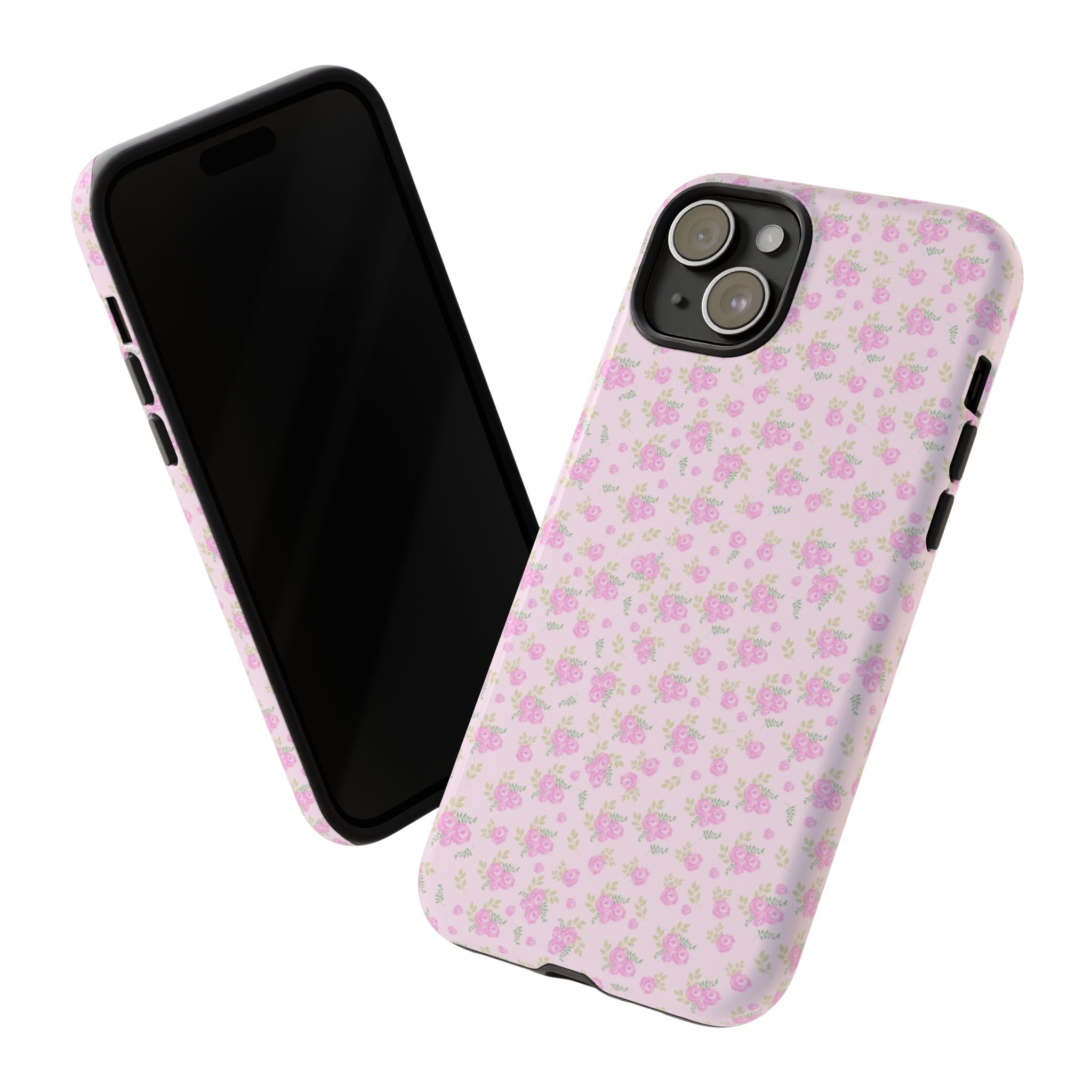 Pink Floral Tough Phone Case — Cute Pastel Protective Cover