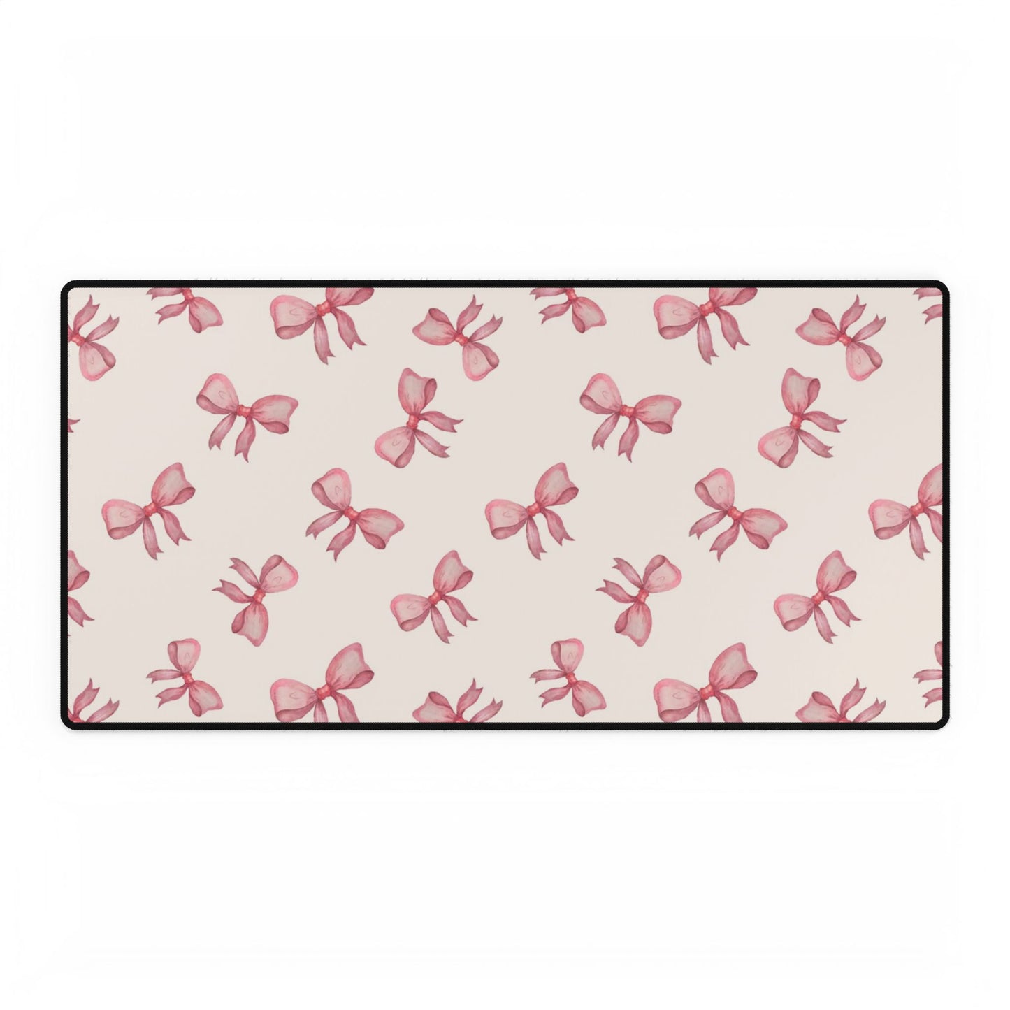 Pink Bow Pattern Desk Mat — Cute Feminine Mouse Pad Surface