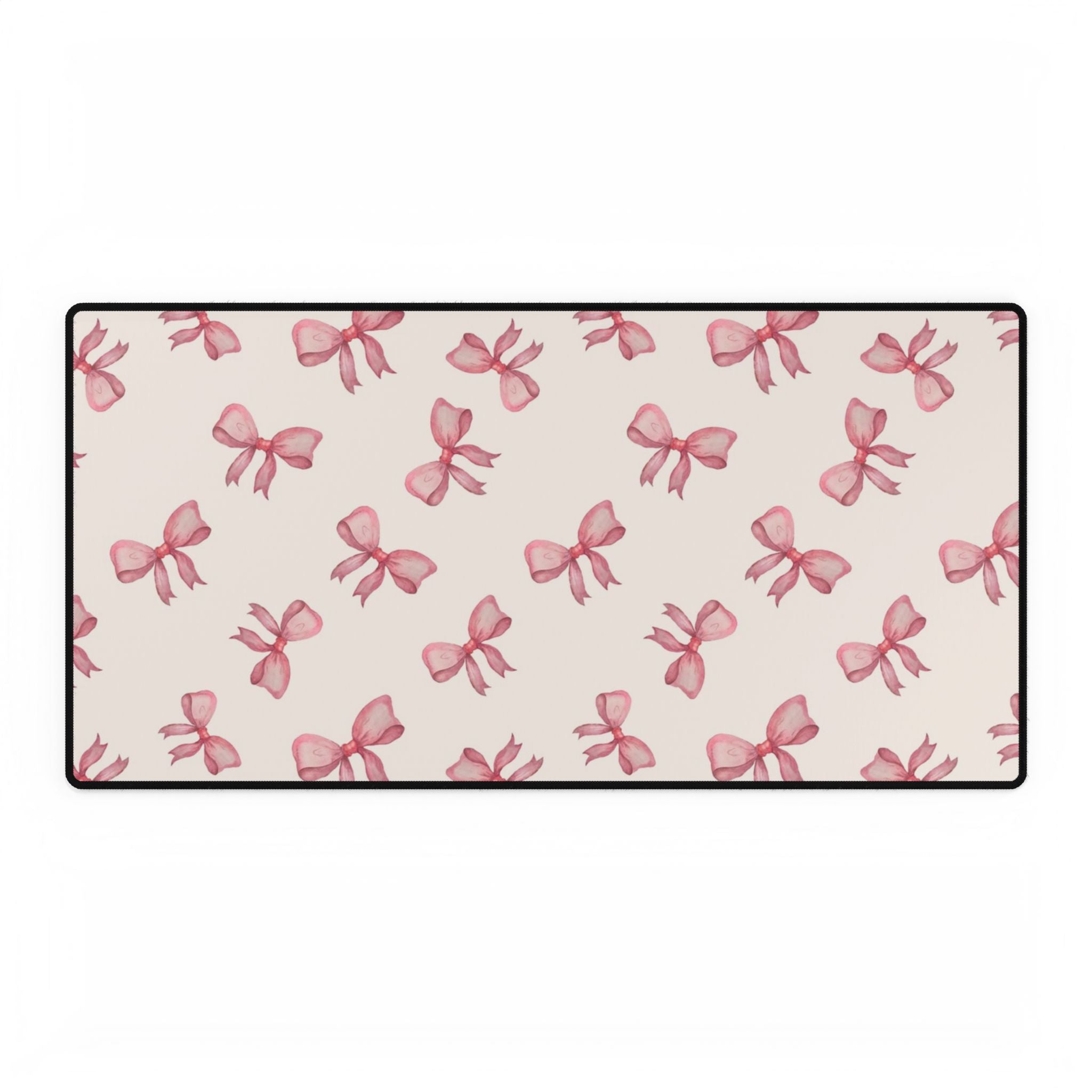 Pink Bow Pattern Desk Mat — Cute Feminine Mouse Pad Surface