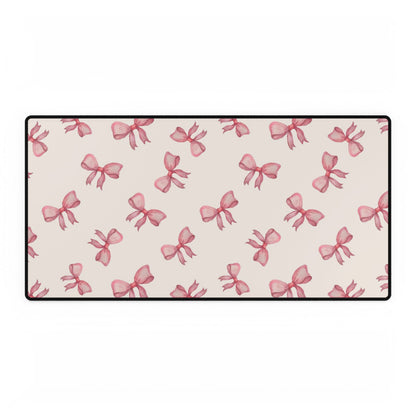 Pink Bow Pattern Desk Mat — Cute Feminine Mouse Pad Surface