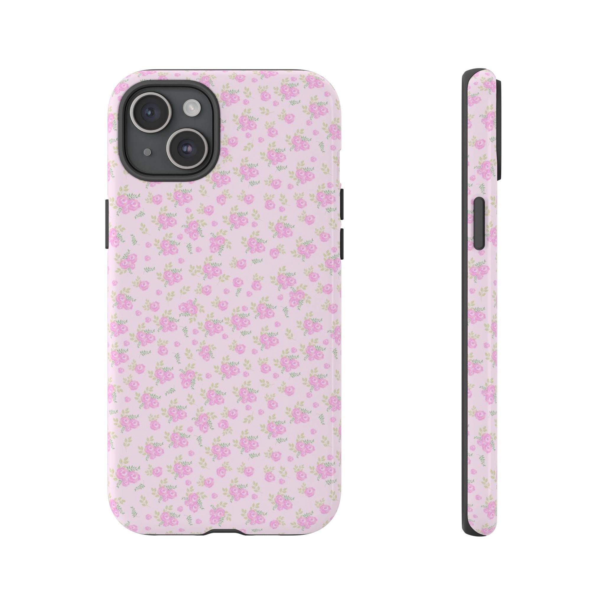 Pink Floral Tough Phone Case — Cute Pastel Protective Cover