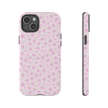 Pink Floral Tough Phone Case — Cute Pastel Protective Cover