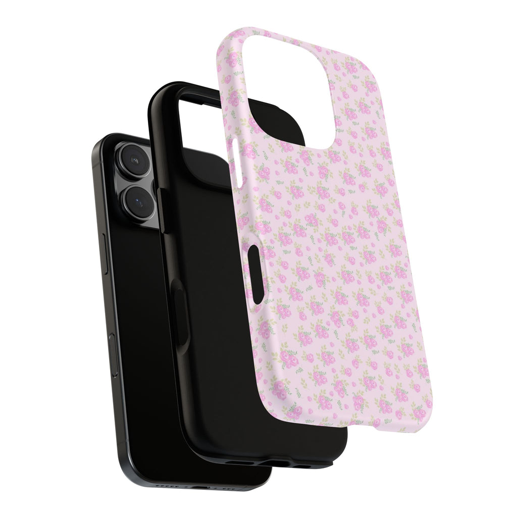 Pink Floral Tough Phone Case — Cute Pastel Protective Cover