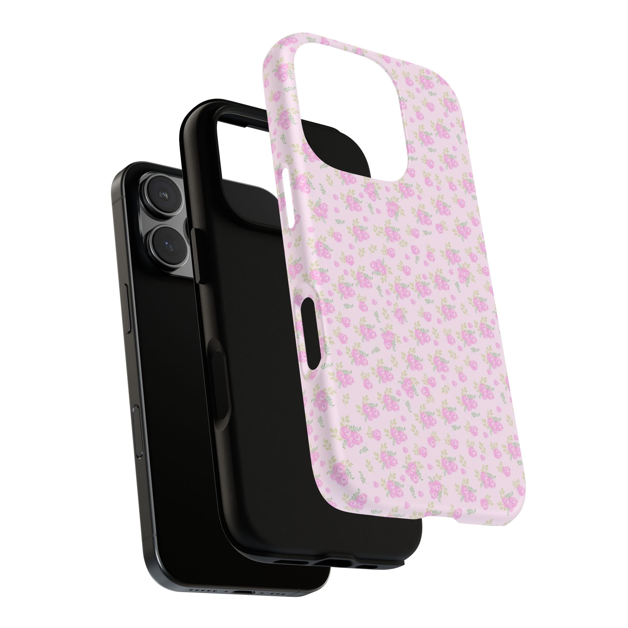 Pink Floral Tough Phone Case — Cute Pastel Protective Cover