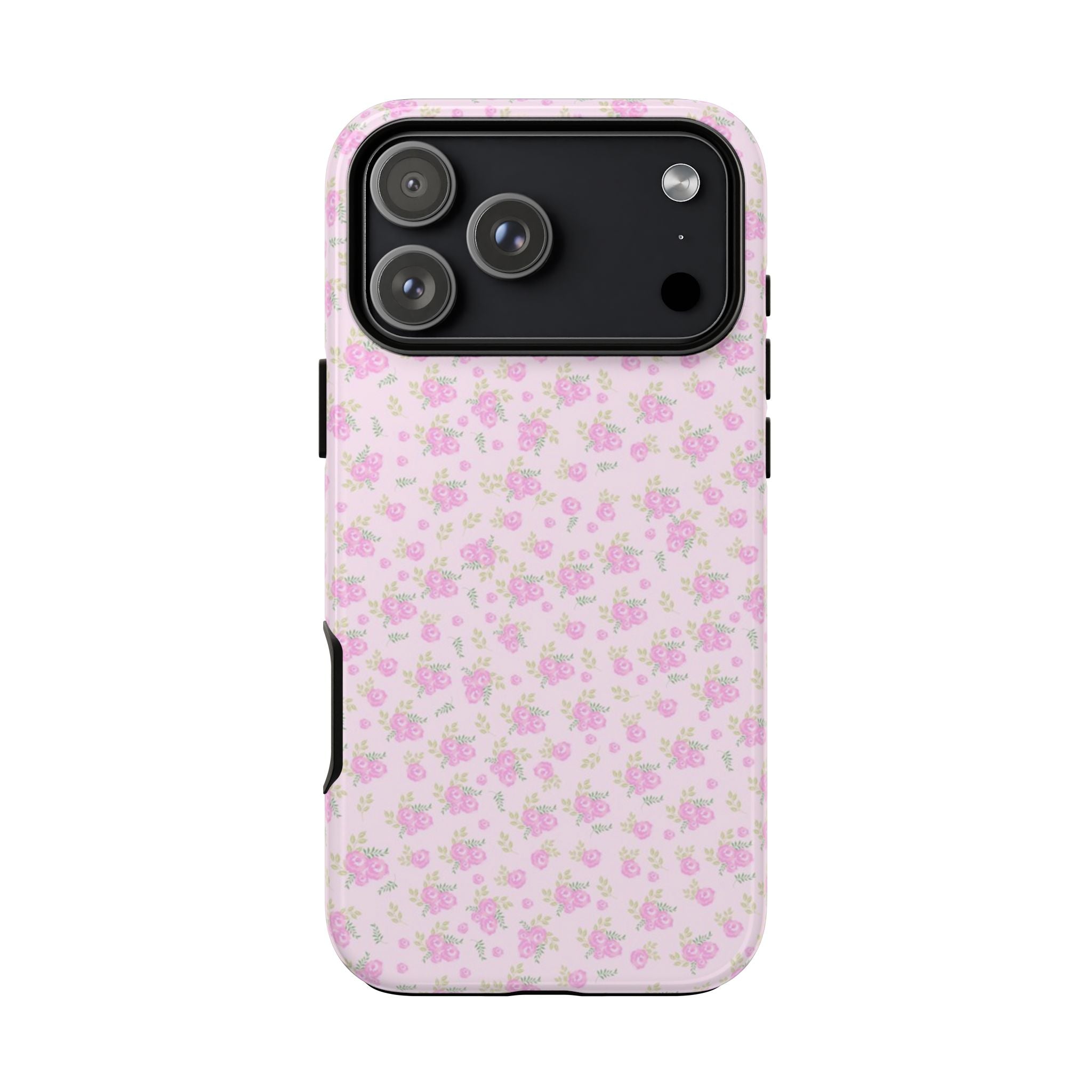 Pink Floral Tough Phone Case — Cute Pastel Protective Cover