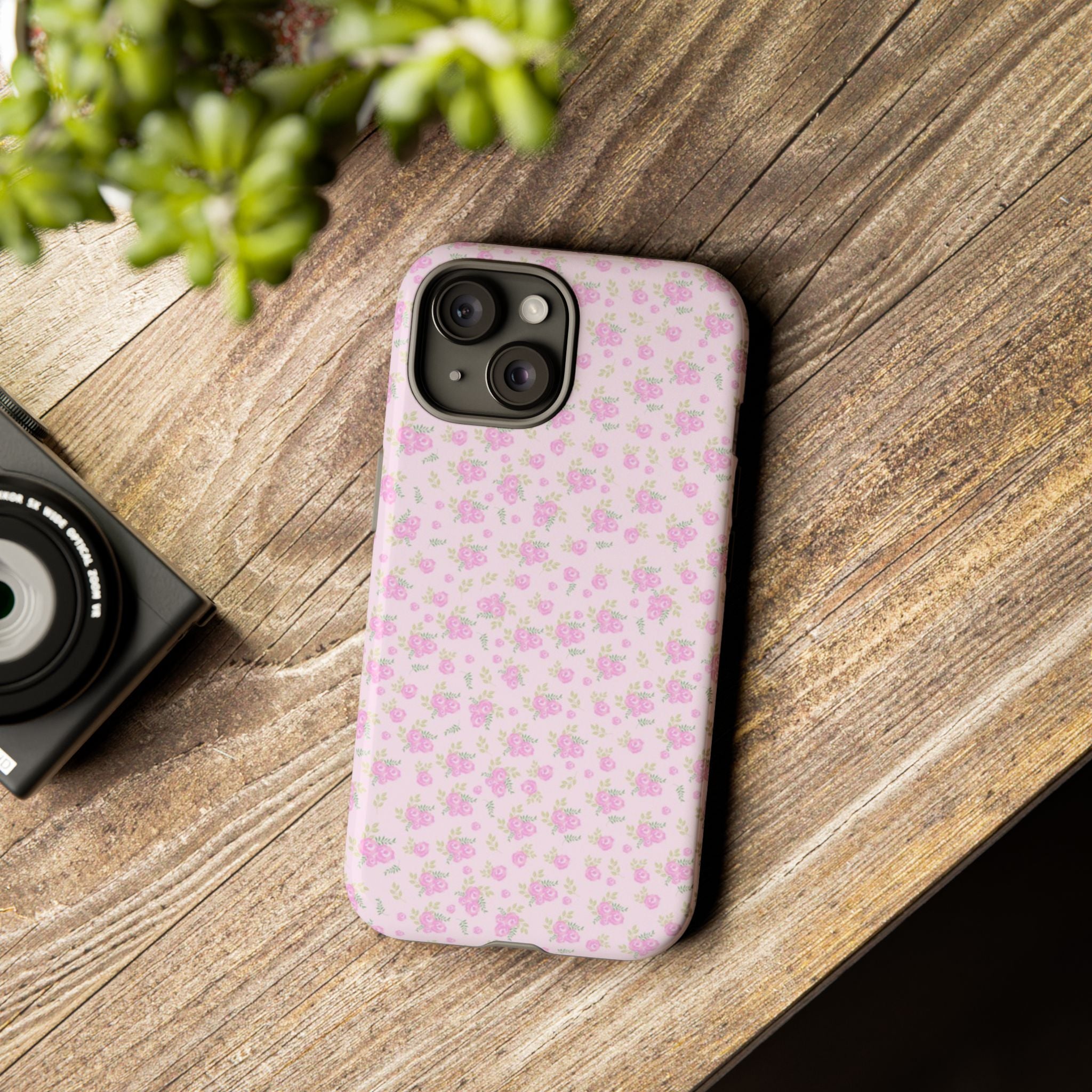 Pink Floral Tough Phone Case — Cute Pastel Protective Cover