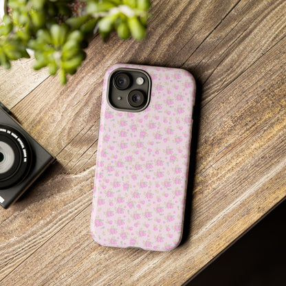 Pink Floral Tough Phone Case — Cute Pastel Protective Cover