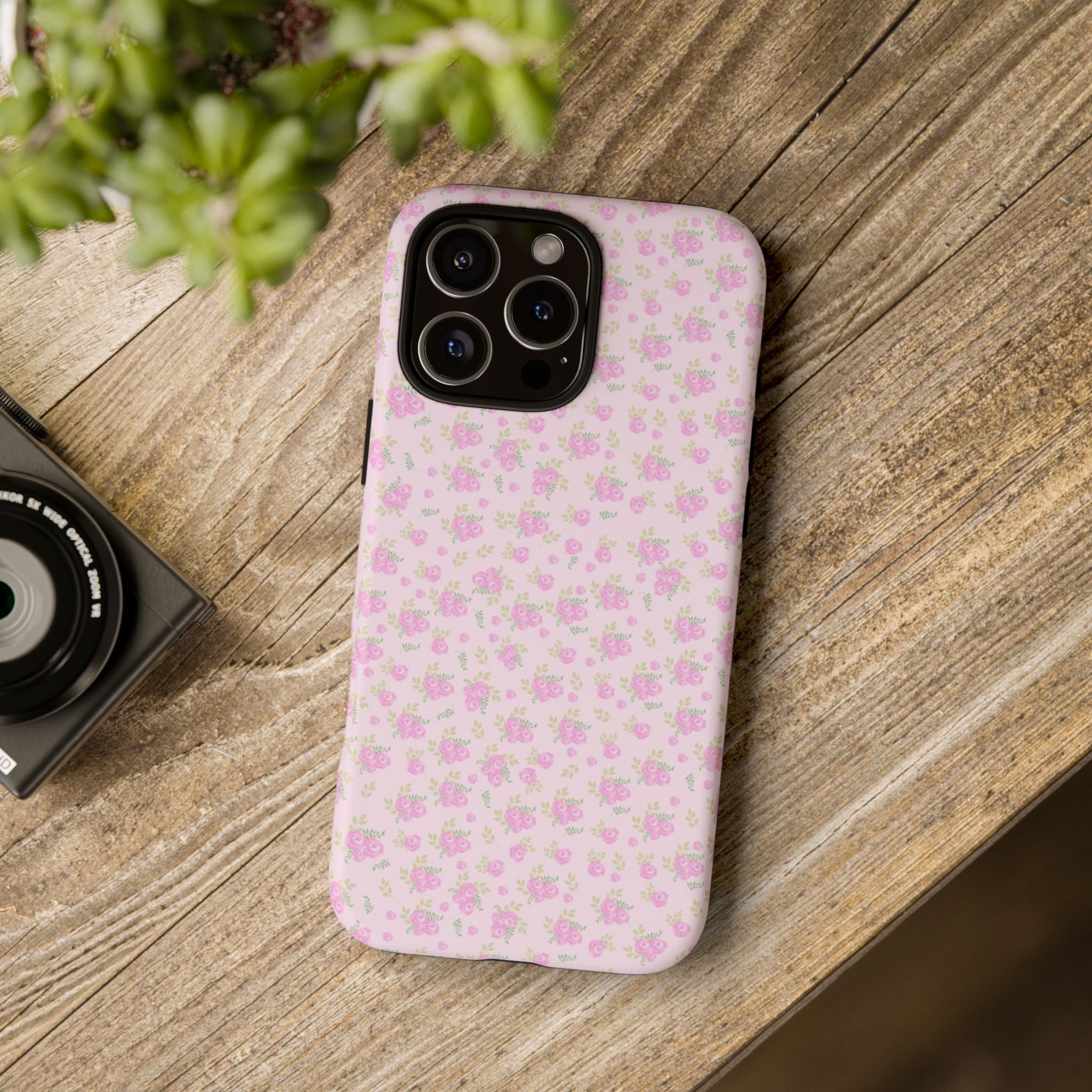 Pink Floral Tough Phone Case — Cute Pastel Protective Cover