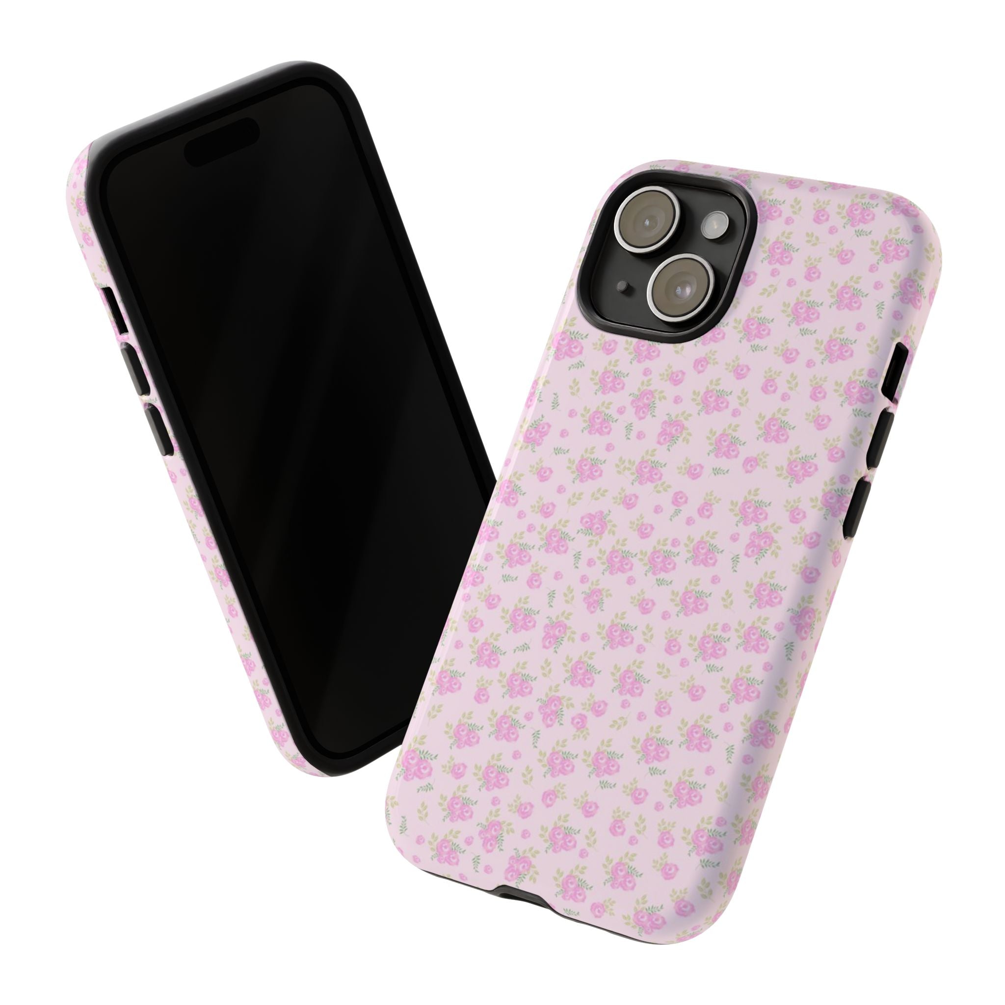 Pink Floral Tough Phone Case — Cute Pastel Protective Cover