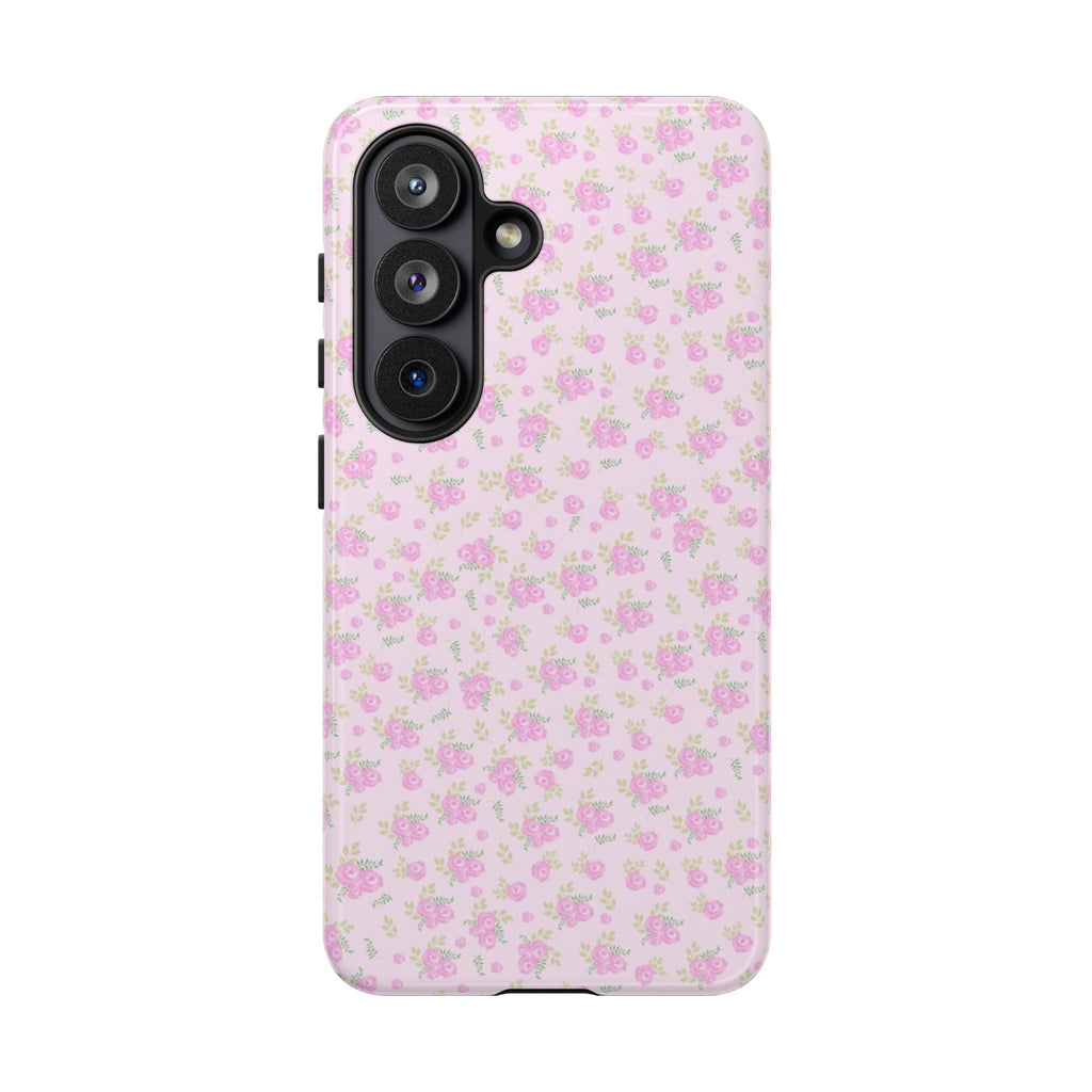 Pink Floral Tough Phone Case — Cute Pastel Protective Cover