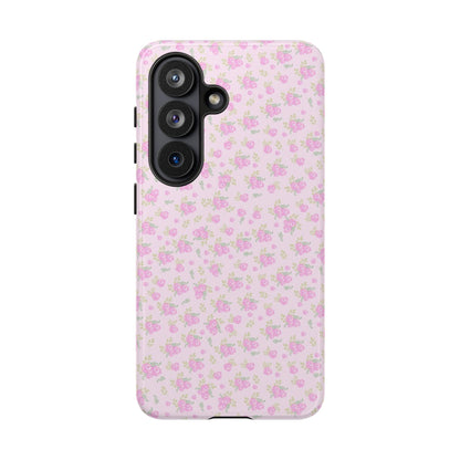 Pink Floral Tough Phone Case — Cute Pastel Protective Cover