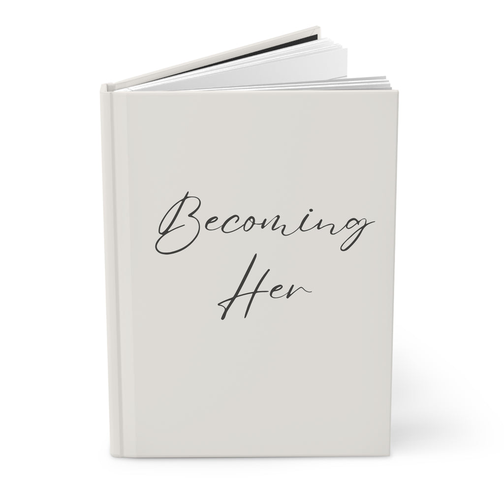 Becoming Her Hardcover Journal — Ruled Matte Beige Notebook