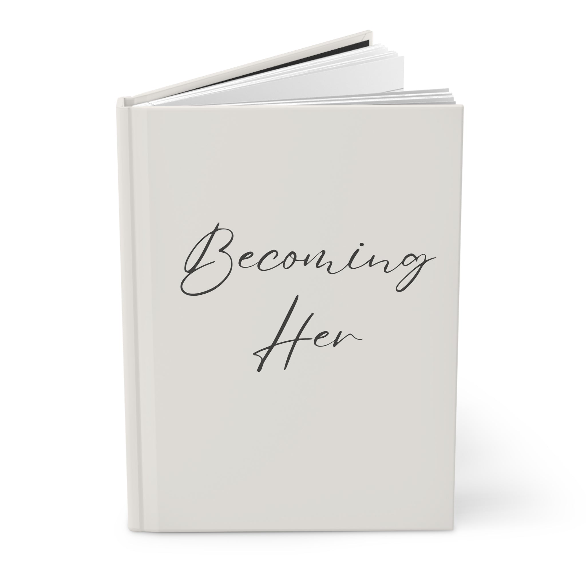 Becoming Her Hardcover Journal — Ruled Matte Beige Notebook