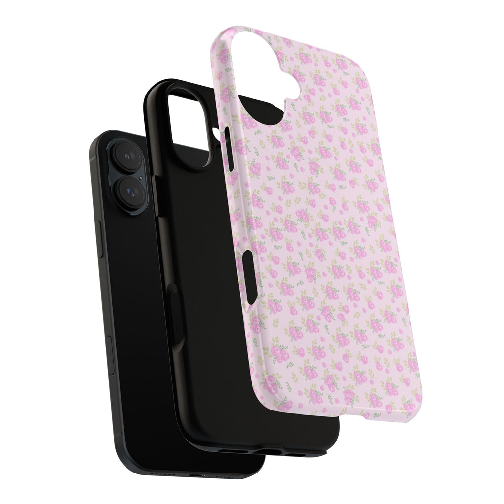 Pink Floral Tough Phone Case — Cute Pastel Protective Cover
