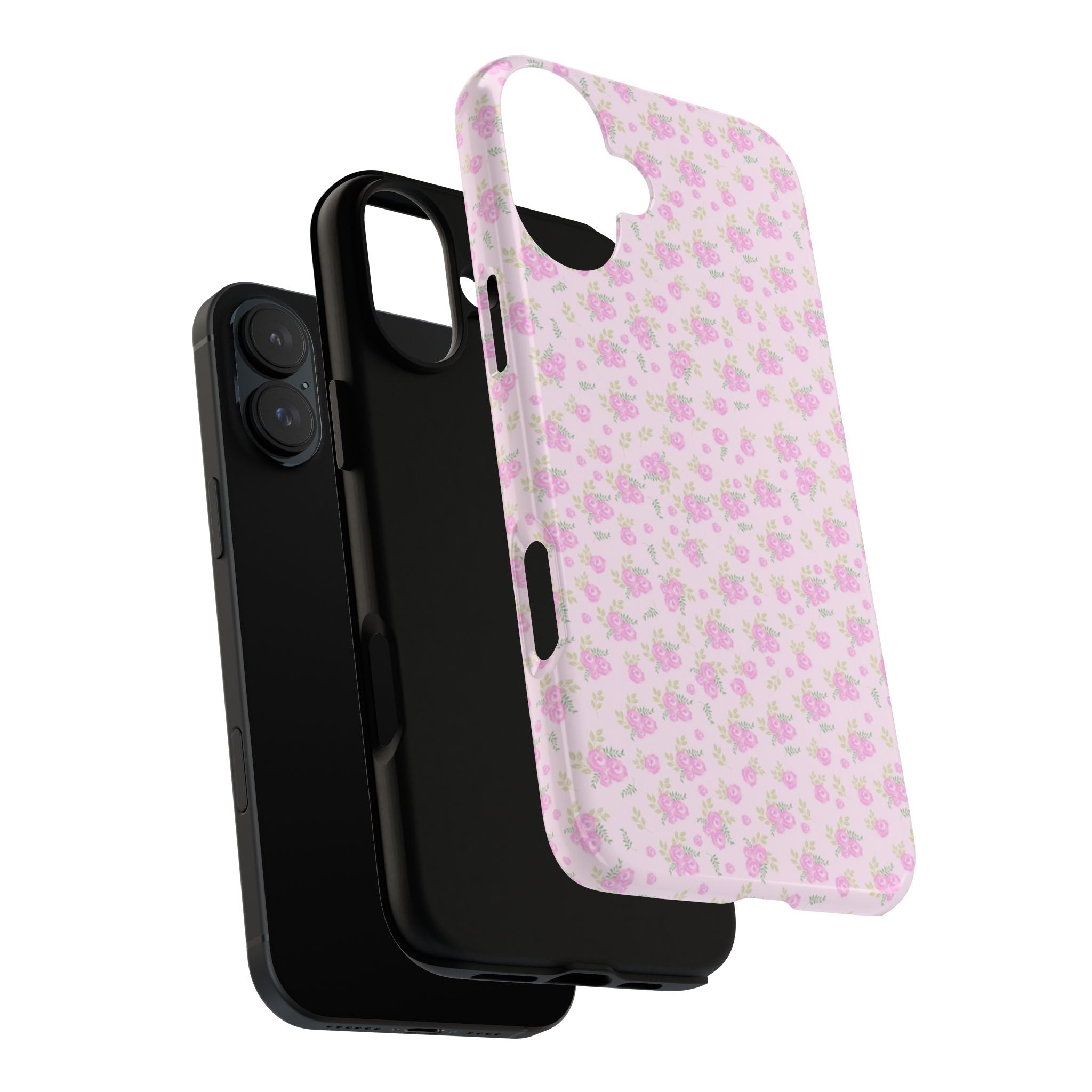 Pink Floral Tough Phone Case — Cute Pastel Protective Cover