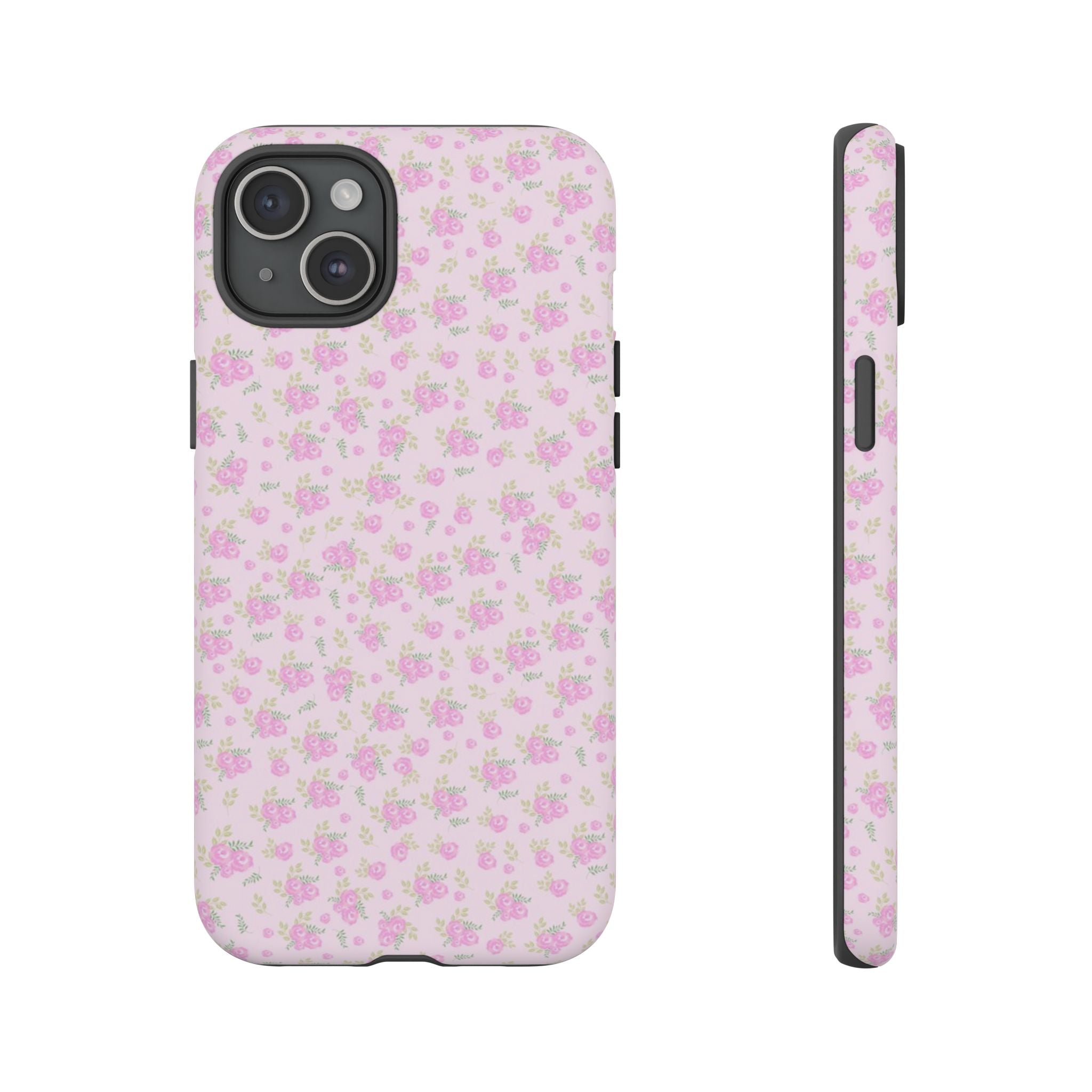 Pink Floral Tough Phone Case — Cute Pastel Protective Cover