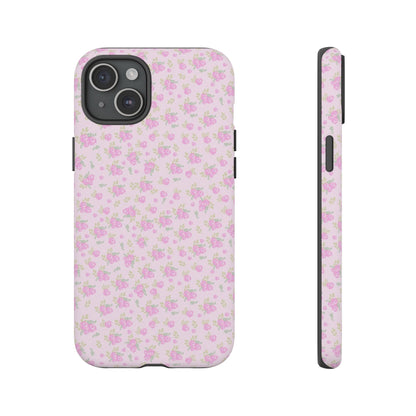 Pink Floral Tough Phone Case — Cute Pastel Protective Cover