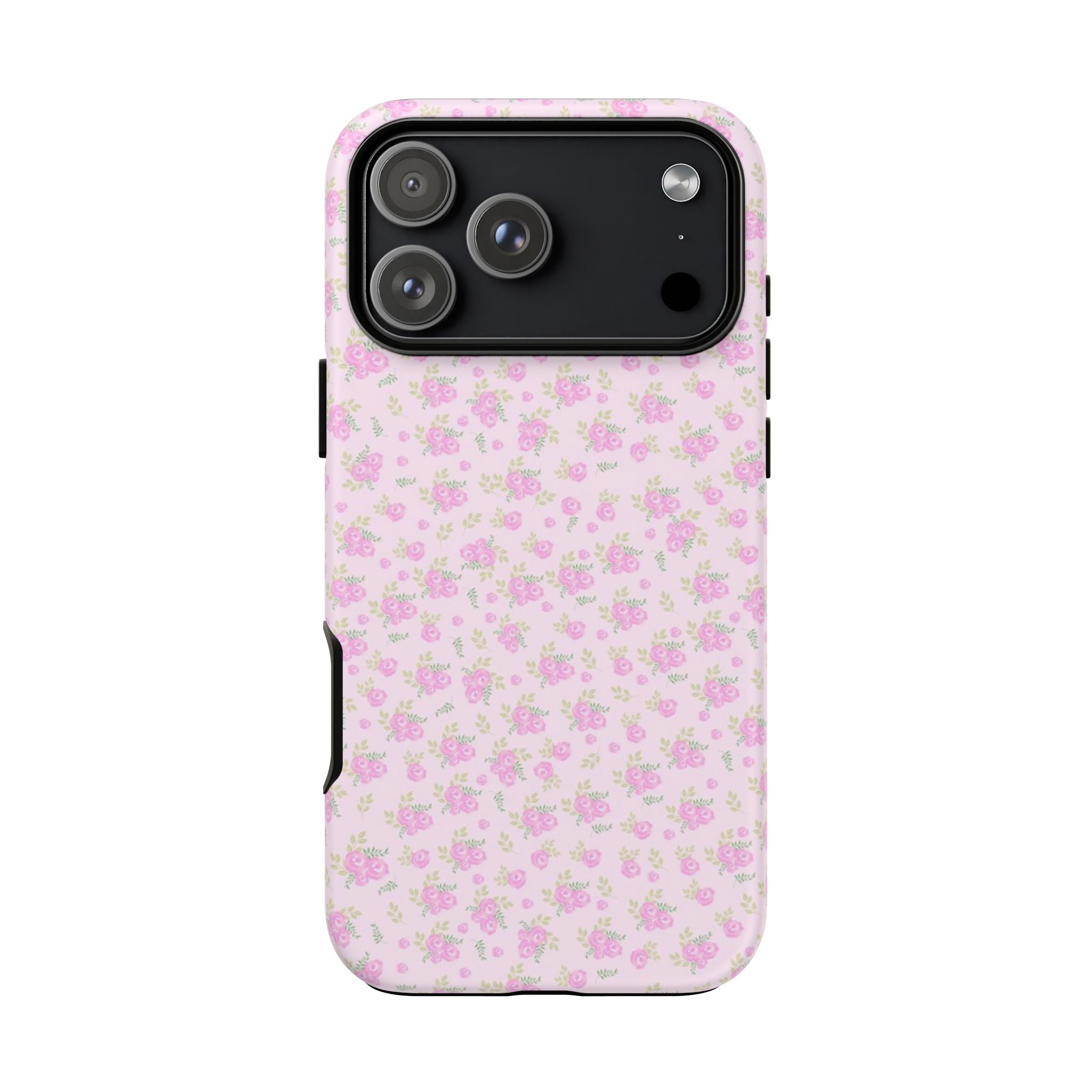 Pink Floral Tough Phone Case — Cute Pastel Protective Cover