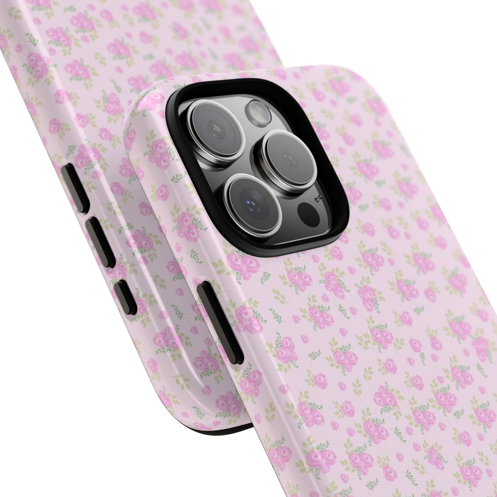 Pink Floral Tough Phone Case — Cute Pastel Protective Cover