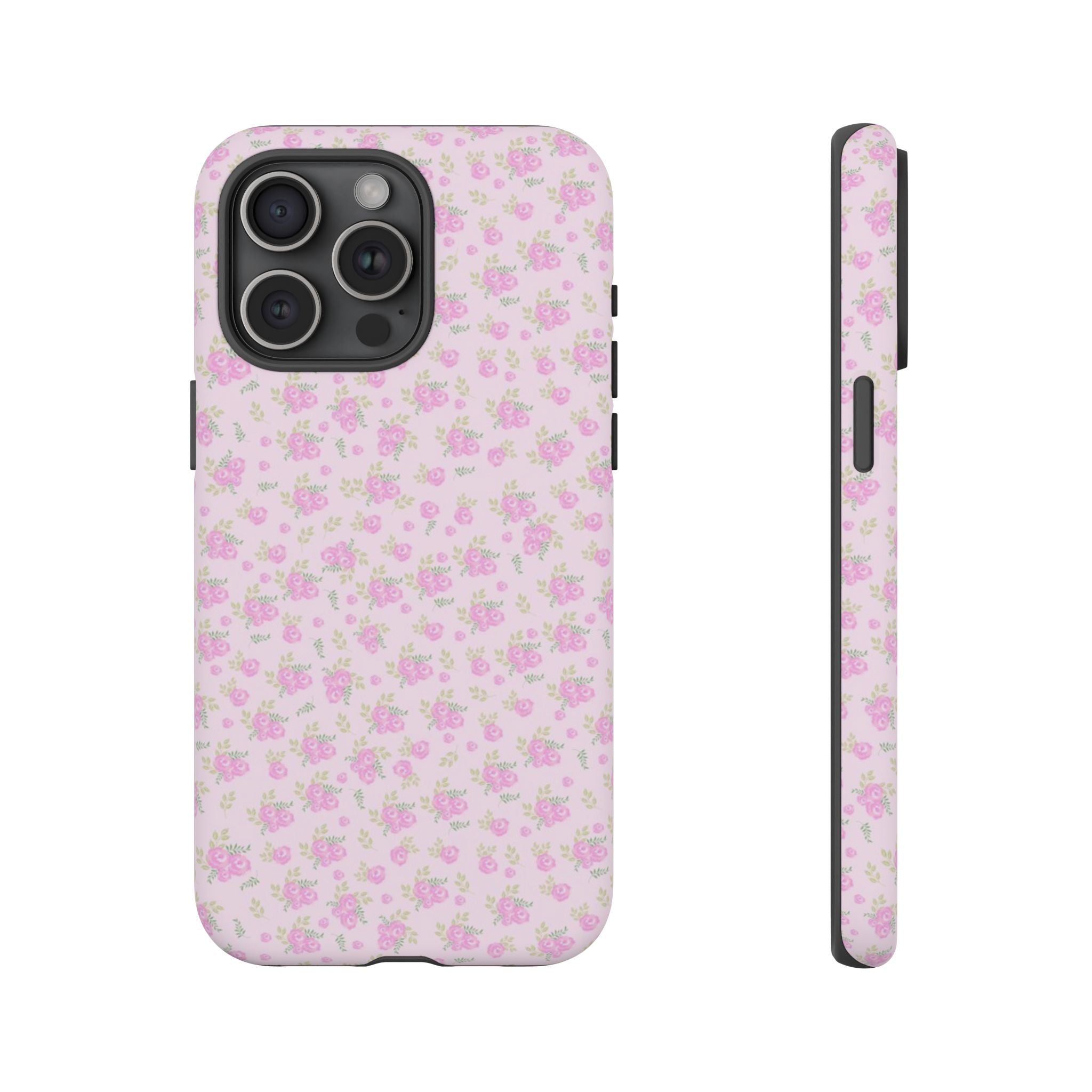 Pink Floral Tough Phone Case — Cute Pastel Protective Cover