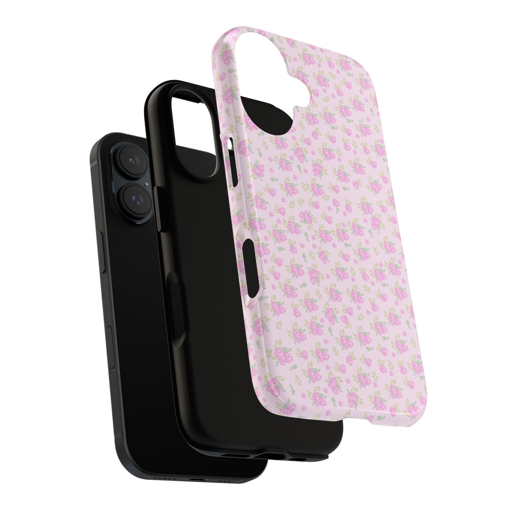 Pink Floral Tough Phone Case — Cute Pastel Protective Cover