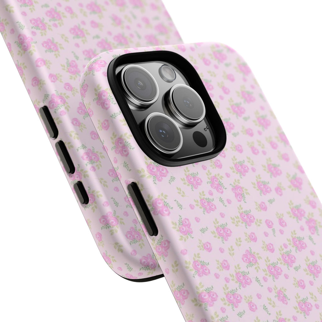 Pink Floral Tough Phone Case — Cute Pastel Protective Cover