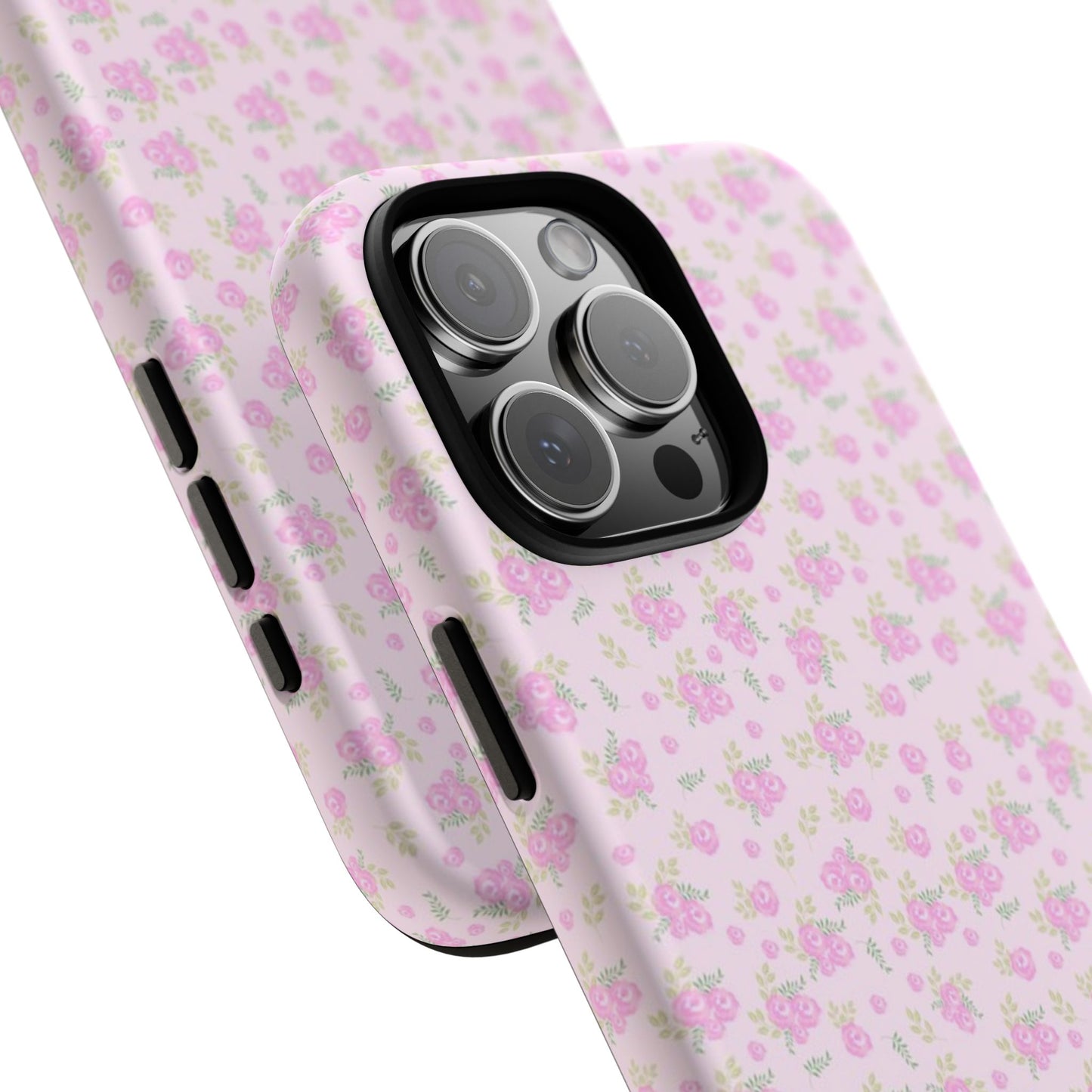 Pink Floral Tough Phone Case — Cute Pastel Protective Cover