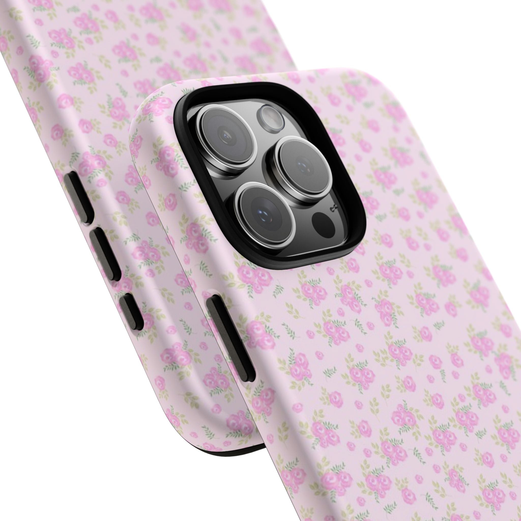 Pink Floral Tough Phone Case — Cute Pastel Protective Cover