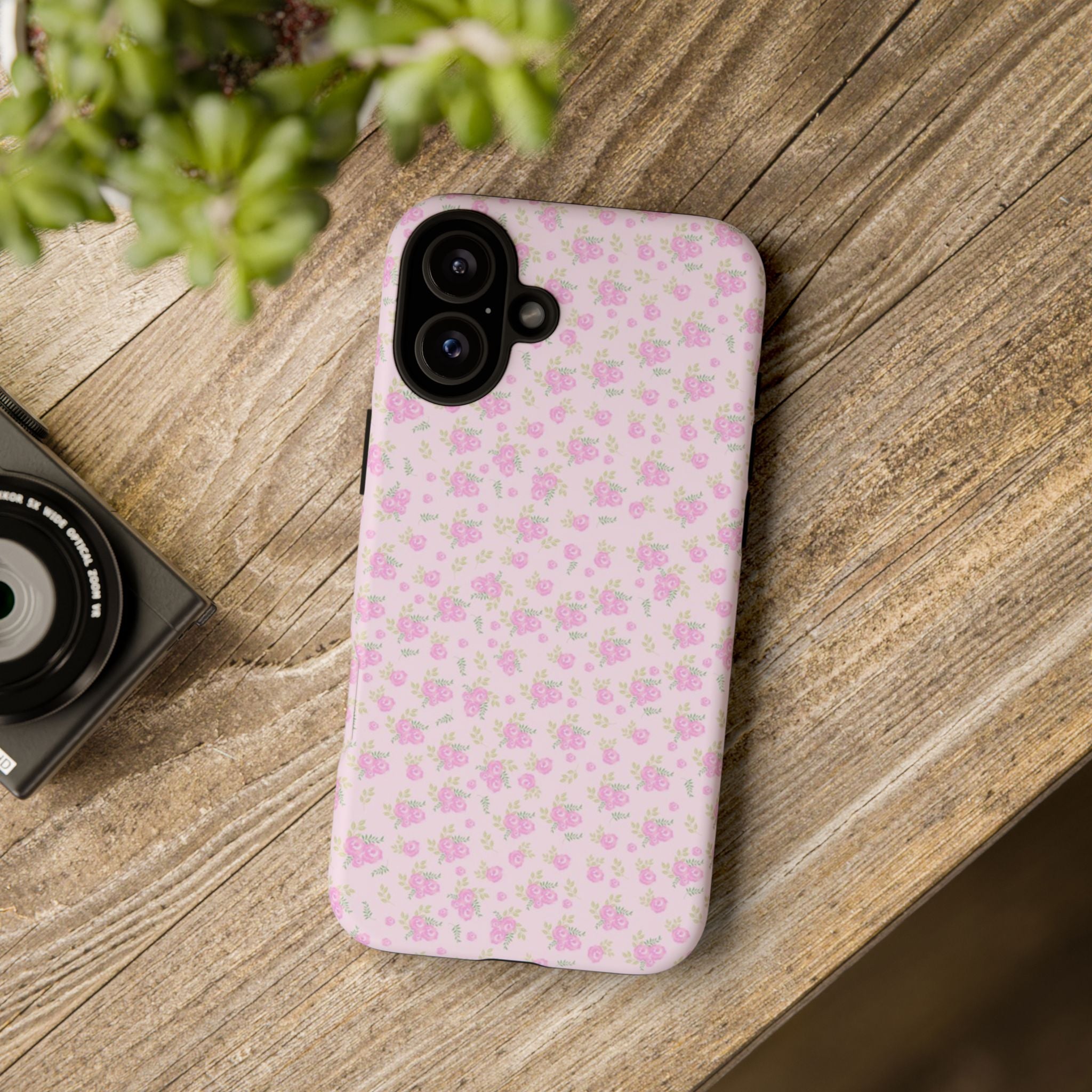 Pink Floral Tough Phone Case — Cute Pastel Protective Cover