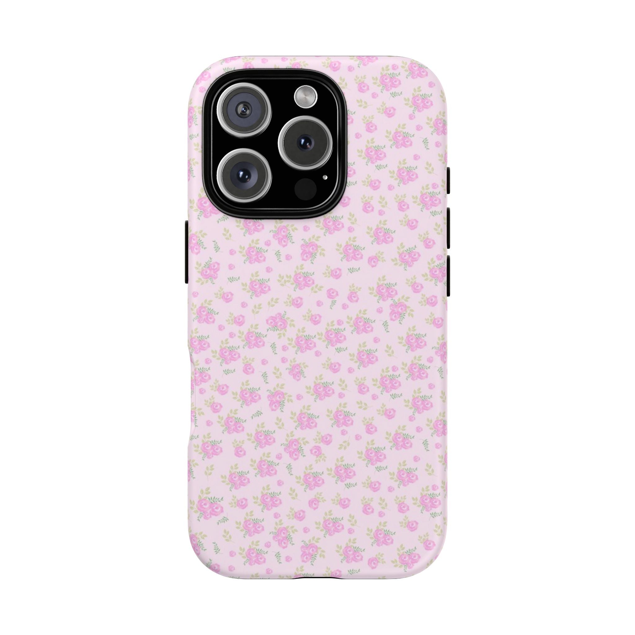 Pink Floral Tough Phone Case — Cute Pastel Protective Cover
