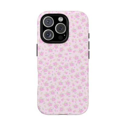 Pink Floral Tough Phone Case — Cute Pastel Protective Cover