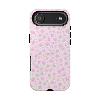 Pink Floral Tough Phone Case — Cute Pastel Protective Cover
