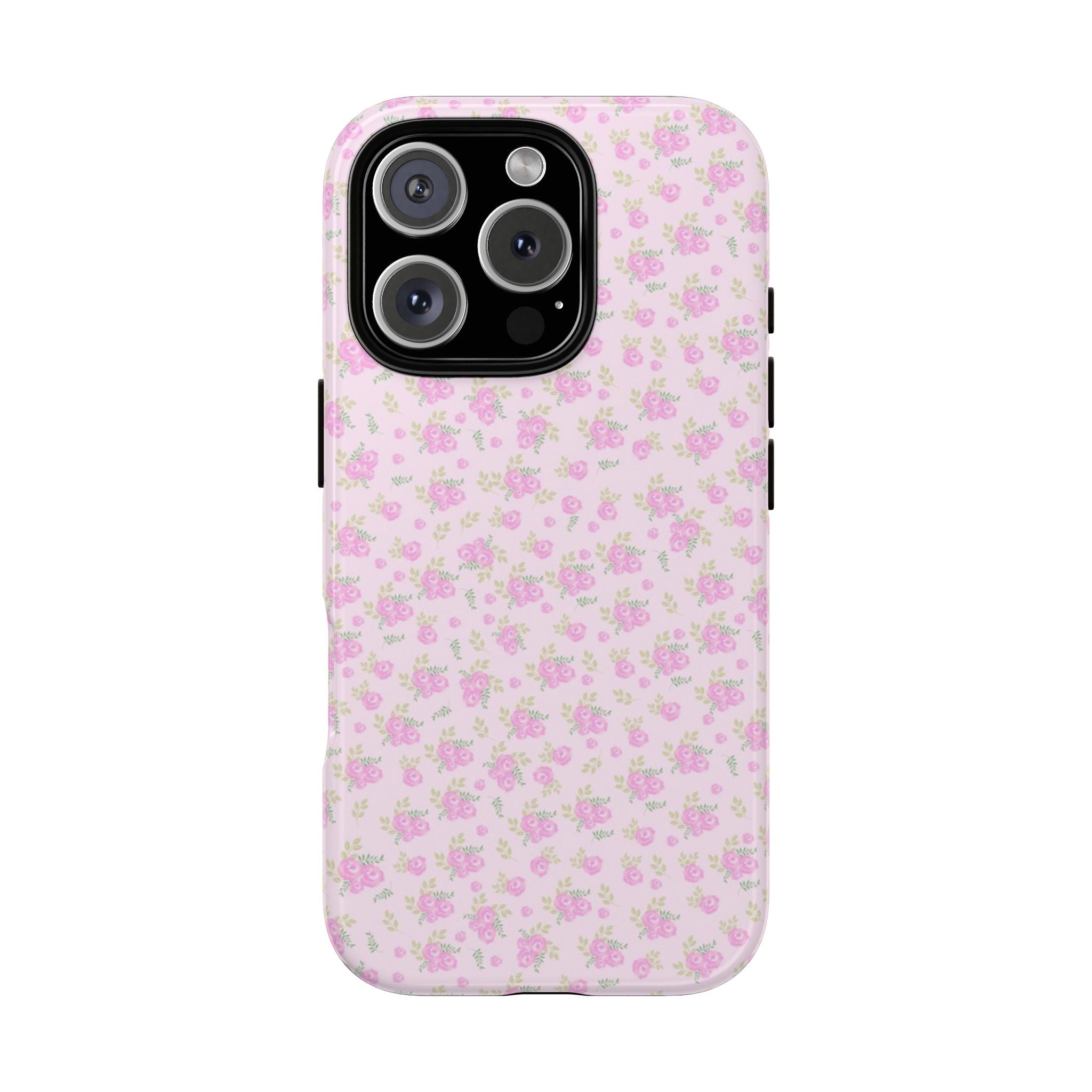Pink Floral Tough Phone Case — Cute Pastel Protective Cover