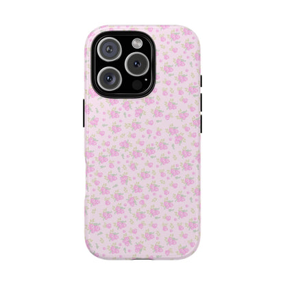 Pink Floral Tough Phone Case — Cute Pastel Protective Cover