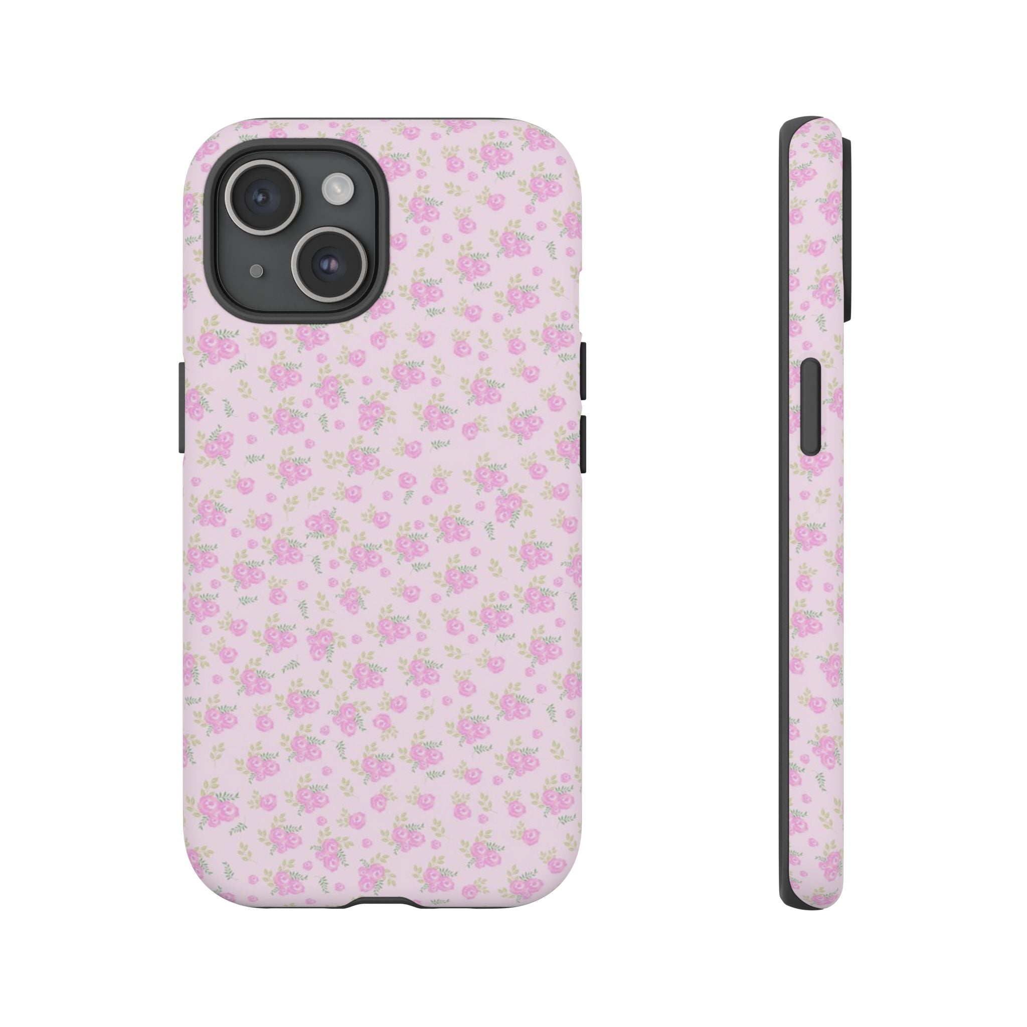 Pink Floral Tough Phone Case — Cute Pastel Protective Cover