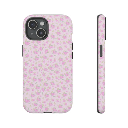 Pink Floral Tough Phone Case — Cute Pastel Protective Cover
