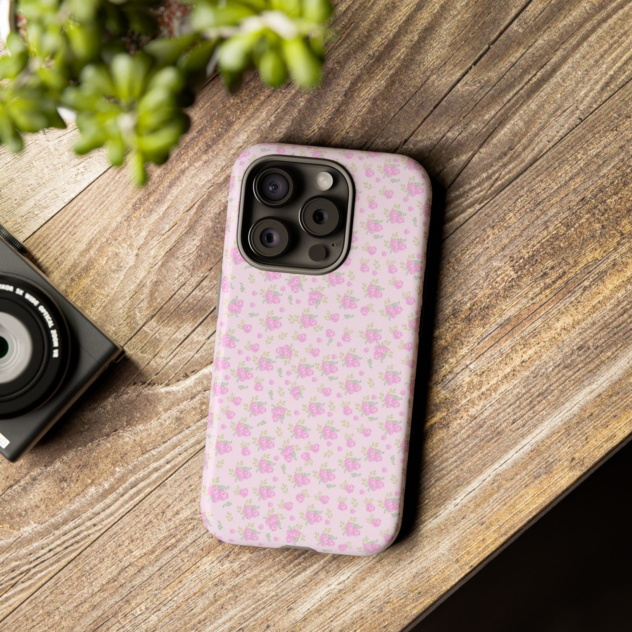 Pink Floral Tough Phone Case — Cute Pastel Protective Cover
