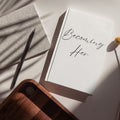 Becoming Her Hardcover Journal — Ruled Matte Beige Notebook