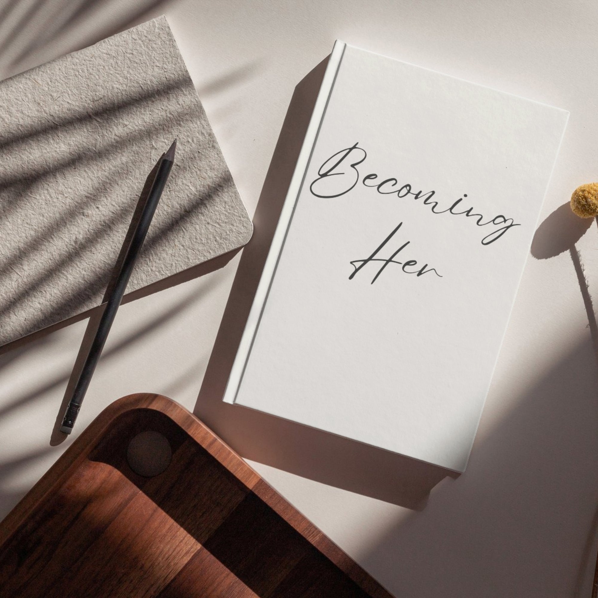 Becoming Her Hardcover Journal — Ruled Matte Beige Notebook