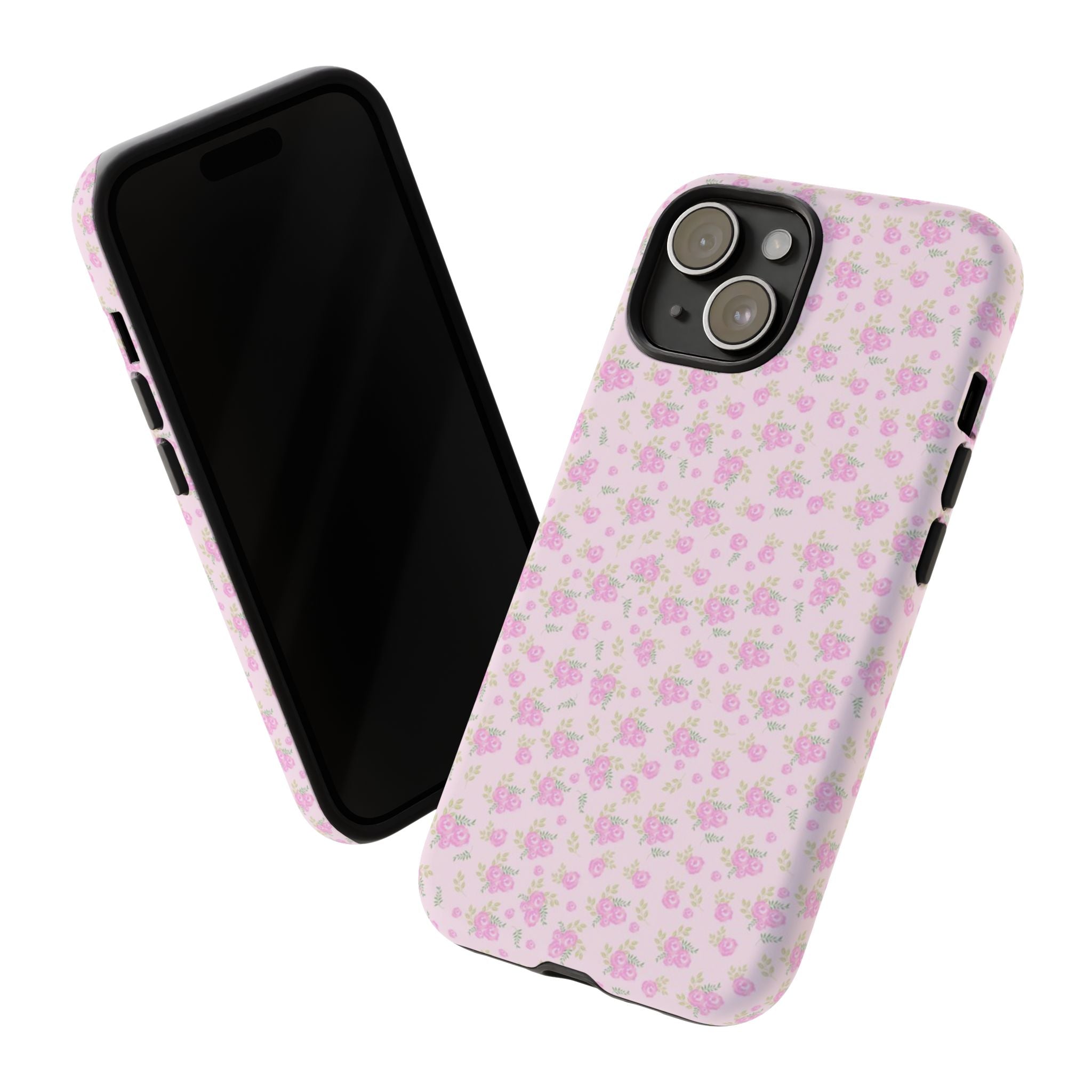 Pink Floral Tough Phone Case — Cute Pastel Protective Cover
