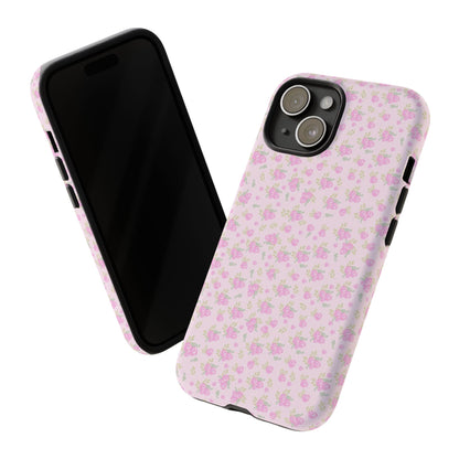 Pink Floral Tough Phone Case — Cute Pastel Protective Cover