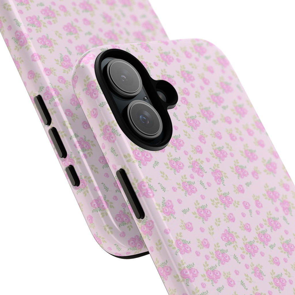 Pink Floral Tough Phone Case — Cute Pastel Protective Cover
