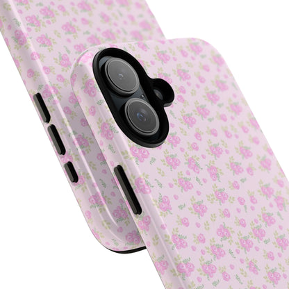 Pink Floral Tough Phone Case — Cute Pastel Protective Cover