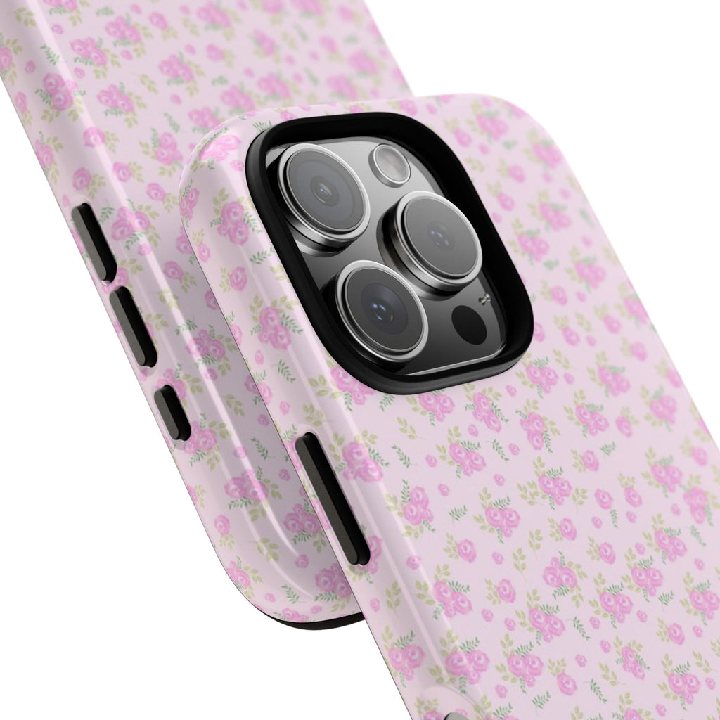 Pink Floral Tough Phone Case — Cute Pastel Protective Cover