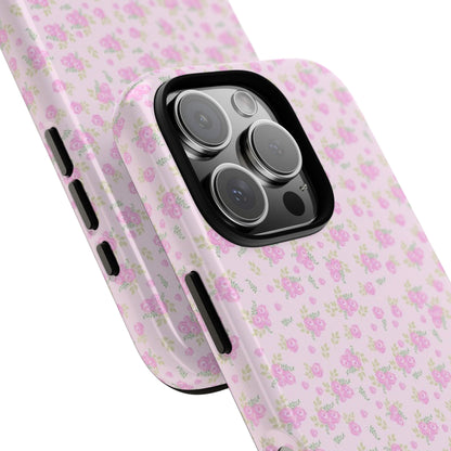 Pink Floral Tough Phone Case — Cute Pastel Protective Cover