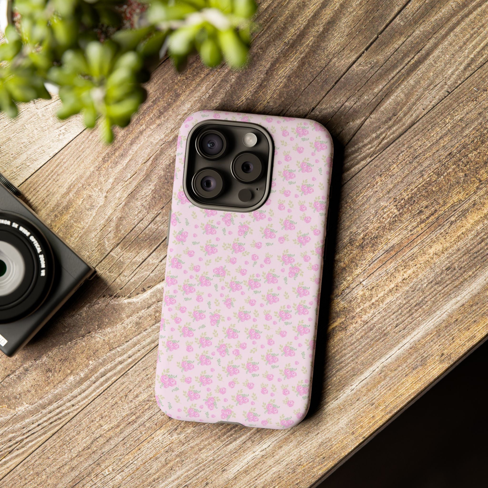 Pink Floral Tough Phone Case — Cute Pastel Protective Cover