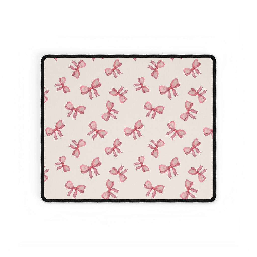 Pink Bow Pattern Desk Mat — Cute Feminine Mouse Pad Surface