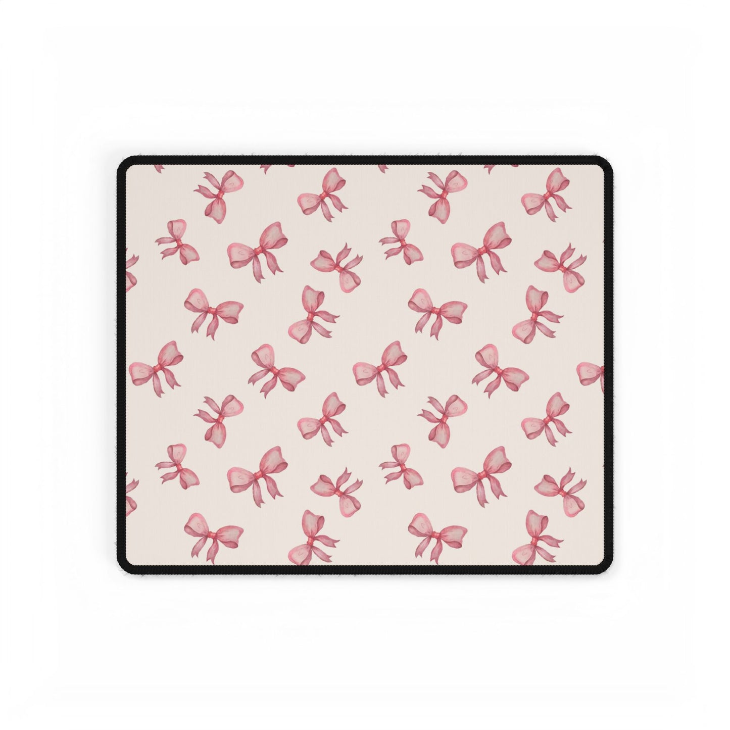 Pink Bow Pattern Desk Mat — Cute Feminine Mouse Pad Surface